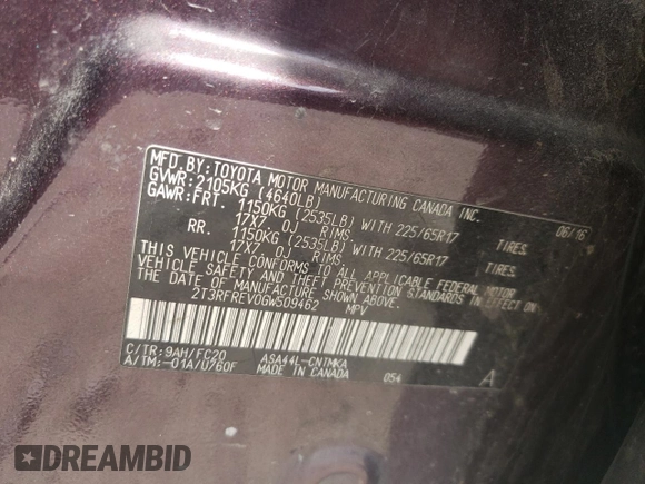 2016 Toyota RAV4 XLE с VIN 2T3RFREV0GW509462, выставлен на аукционе Copart как лот 49089555 с пробегом 204 751 миль миль и Списание • Salvage title. История ставок и продаж доступна на DreamBid. Изображение 16.