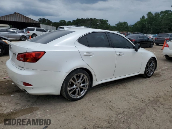 2008 Lexus IS with VIN JTHBK262582082071, listed as a Copart auction lot 54206675 with 221,953 mi miles and Salvage Title. Bid and sale history available at carsss.com. Image 3.