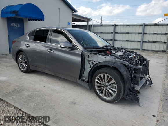 2023 Infiniti Q50 Luxe with VIN JN1EV7BP9PM510525, listed as a Copart auction lot 47134914 with Not Provided miles and Non Repairable. Bid and sale history available at DreamBid. Image 4.