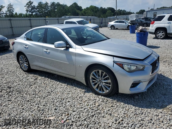 2018 Infiniti Q50 Luxe with VIN JN1EV7AP5JM352175, listed as a Copart auction lot 61762335 with 64,375 mi miles and Salvage title. Bid and sale history available at DreamBid. Image 4.