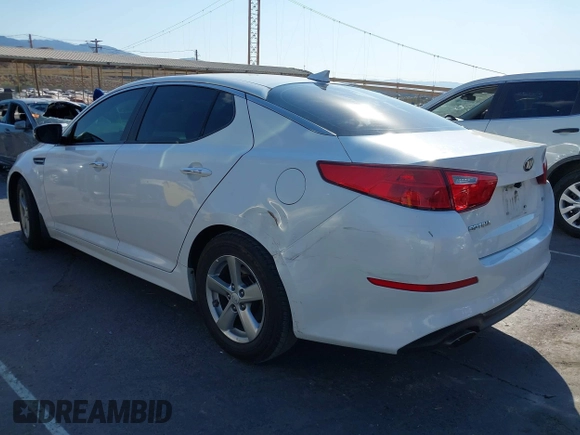 2015 Kia Optima LX with VIN 5XXGM4A71FG402624, listed as a IAAI auction lot 40493003 with 100,237 mi miles. Bid and sale history available at carsss.com. Image 3.
