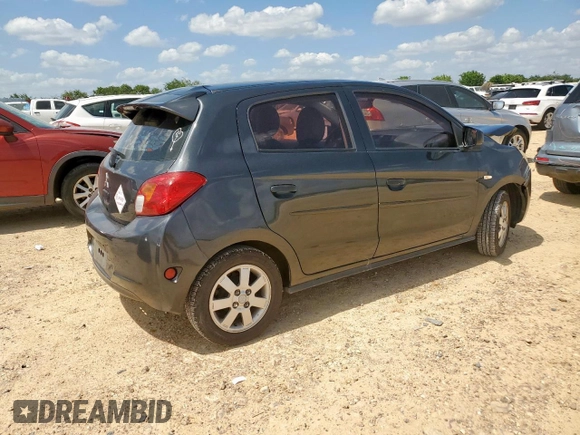 2014 Mitsubishi Mirage DE with VIN ML32A3HJ3EH002325, listed as a Copart auction lot 59822705 with 82,804 mi miles and Salvage title. Bid and sale history available at DreamBid. Image 3.