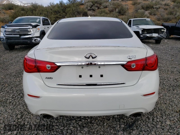 2015 Infiniti Q50 with VIN JN1BV7ARXFM423317, listed as a Copart auction lot 50971755 with 94,930 mi miles and Salvage Title. Bid and sale history available at carsss.com. Image 6.