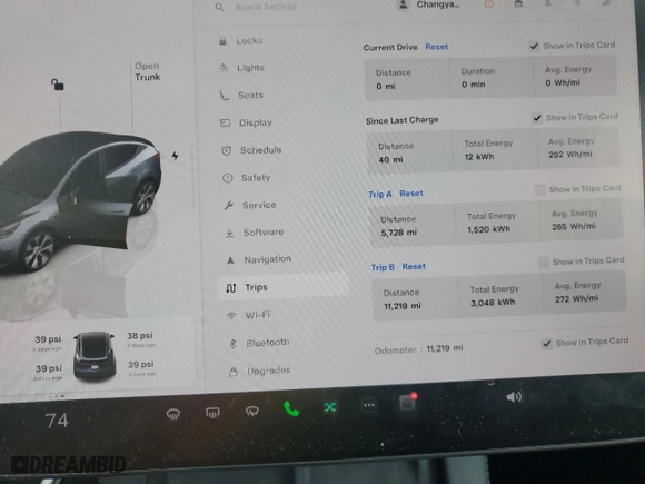 2023 Tesla Model Y Long Range with VIN 7SAYGDEE5PF918853, listed as a Copart auction lot 53551985 with 11,219 mi miles and Salvage Title. Bid and sale history available at carsss.com. Image 9.