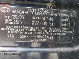 2006 Hyundai Sonata GLS z VIN 5NPEU46F16H039124, wystawiony jako Copart lot #52353015 z przebiegiem 179 950 mil mil oraz Nie do naprawy • Non repairable. Historia ofert i sprzedaży dostępna na DreamBid. Obrazek 12.