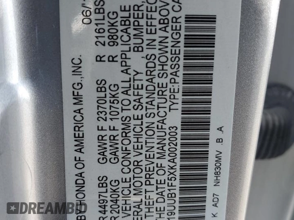 2019 Acura TLX w/Technology Pkg with VIN 19UUB1F5XKA002003, listed as a Copart auction lot 73916134 with 110,082 mi miles and Non Repairable. Bid and sale history available at carsss.com. Image 14.