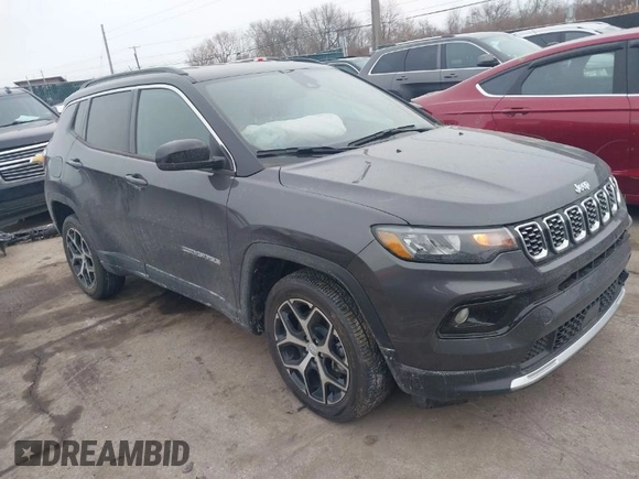 2024 Jeep Compass Limited with VIN 3C4NJDCN2RT153271, listed as a IAAI auction lot 41427828 with 3,345 mi miles and . Bid and sale history available at carsss.com. Image 1.