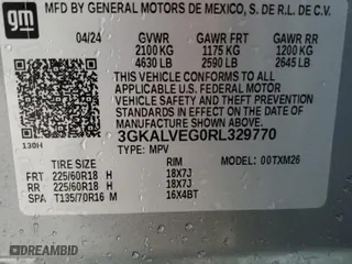 2024 GMC Terrain SLT with VIN 3GKALVEG0RL329770, listed as a Copart auction lot 54365405 with 23,399 mi miles and Clean Title. Bid and sale history available at carsss.com. Image 13.