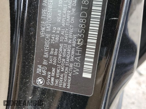 2008 BMW 7 Series 750Li with VIN WBAHN83588DT81267, listed as a Copart auction lot 70256964 with 127,155 mi miles and Salvage Title. Bid and sale history available at DreamBid. Image 12.