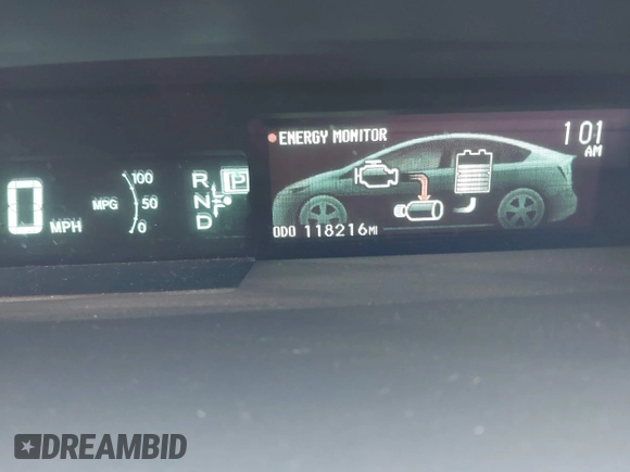 2013 Toyota Prius One with VIN JTDKN3DU6D5599875, listed as a IAAI auction lot 42057892 with 118,216 mi miles. Bid and sale history available at carsss.com. Image 15.