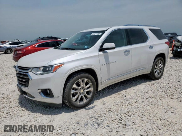 2019 Chevrolet Traverse Premier z VIN 1GNERKKW1KJ254538, wystawiony jako Copart lot #55424455 z przebiegiem 96 677 mil mil oraz Czysty tytuł • Clean title. Historia ofert i sprzedaży dostępna na DreamBid. Obrazek 1.