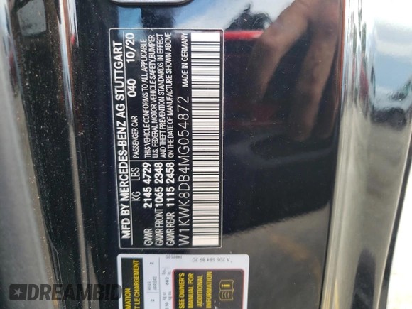 2021 Mercedes-Benz C 300 with VIN W1KWK8DB4MG054872, listed as a Copart auction lot 68717524 with Not Provided miles and Salvage Title. Bid and sale history available at DreamBid. Image 13.