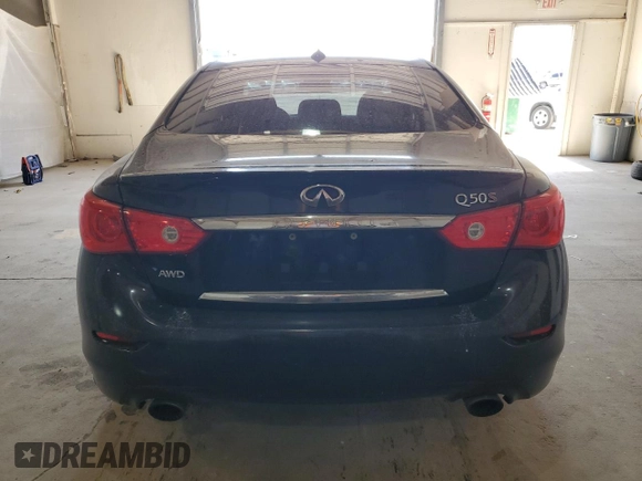2016 Infiniti Q50 Red Sport 400 with VIN JN1FV7AR8GM450745, listed as a Copart auction lot 54018795 with 116,758 mi miles and Salvage title. Bid and sale history available at DreamBid. Image 6.