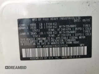 2016 Subaru Outback Premium with VIN 4S4BSACC8G3221526, listed as a Copart auction lot 51692925 with 105,642 mi miles and Non repairable. Bid and sale history available at DreamBid. Image 12.
