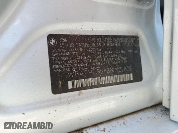 2011 BMW 3 Series 328i с VIN WBAPH7G58BNN02825, выставлен на аукционе Copart как лот 60466725 с пробегом 149 393 миль миль и Чистый • Clean title. История ставок и продаж доступна на DreamBid. Изображение 13.