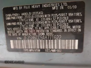 2010 Subaru Forester X Premium с VIN JF2SH6CC9AH771622, выставлен на аукционе IAAI как лот 42194069 с пробегом 70 731 миль миль и . История ставок и продаж доступна на DreamBid. Изображение 9.
