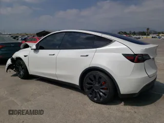 2022 Tesla Model Y Performance with VIN 7SAYGDEF6NF493231, listed as a Copart auction lot 52336284 with 37,116 mi miles and Salvage title. Bid and sale history available at DreamBid. Image 2.