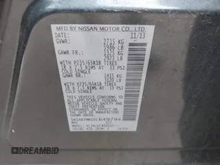 2014 Nissan Pathfinder S with VIN 5N1AR2MM1EC649794, listed as a IAAI auction lot 42611322 with 118,257 mi miles and . Bid and sale history available at DreamBid. Image 9.