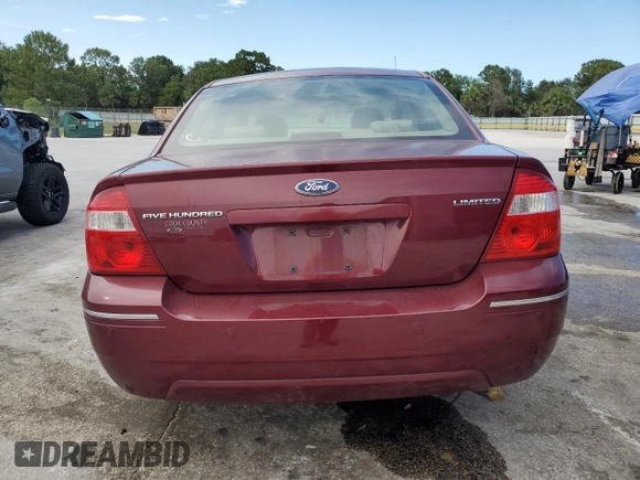 2006 Ford Five Hundred Limited with VIN 1FAFP25196G127452, listed as a Copart auction lot 61756795 with 186,112 mi miles and Salvage title. Bid and sale history available at DreamBid. Image 6.