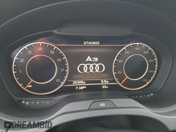 2018 Audi A3 Sedan Premium with VIN WAUAUGFF8J1092397, listed as a Copart auction lot 44392573 with 20,309 mi miles. Bid and sale history available at carsss.com. Image 9.