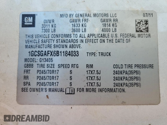 2011 Chevrolet Express Cargo with VIN 1GCSGAFX6B1184033, listed as a Copart auction lot 49334535 with 279,390 mi miles and Clean title. Bid and sale history available at DreamBid. Image 13.