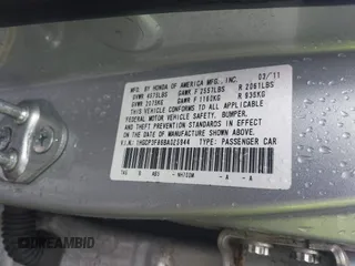 2011 Honda Accord EX-L with VIN 1HGCP3F86BA025944, listed as a IAAI auction lot 42301222 with 114,797 mi miles and . Bid and sale history available at DreamBid. Image 9.