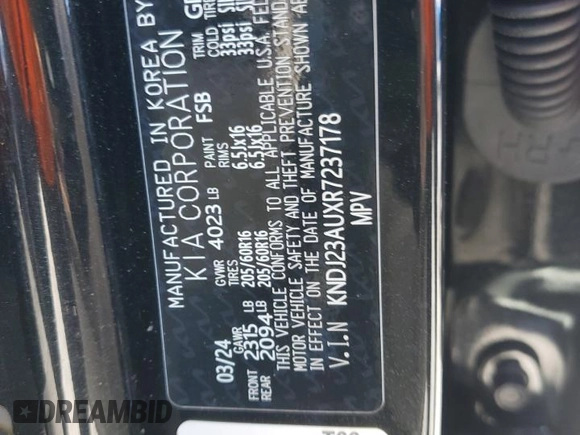 2024 Kia Soul S with VIN KNDJ23AUXR7237178, listed as a Copart auction lot 48036445 with 10,809 mi miles and Salvage Title. Bid and sale history available at DreamBid. Image 12.