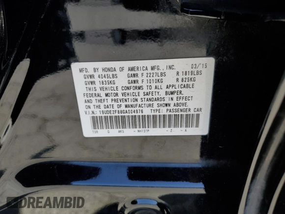2016 Acura ILX Premium with VIN 19UDE2F88GA004976, listed as a Copart auction lot 60684825 with 109,141 mi miles and Salvage title. Bid and sale history available at DreamBid. Image 12.