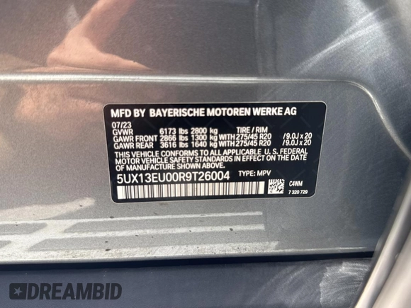 2024 BMW X5 sDrive40i с VIN 5UX13EU00R9T26004, выставлен на аукционе Copart как лот 66478545 с пробегом 54 182 миль миль и Чистый • Clean title. История ставок и продаж доступна на DreamBid. Изображение 10.