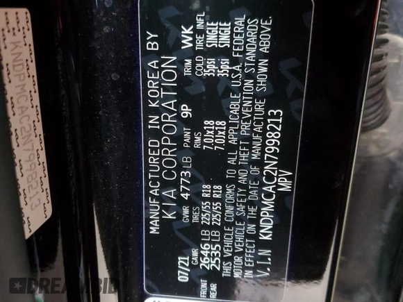 2022 Kia Sportage LX with VIN KNDPMCAC2N7998213, listed as a Copart auction lot 51130225 with 33,555 mi miles and Salvage Title. Bid and sale history available at carsss.com. Image 15.