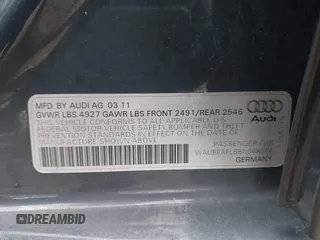 2011 Audi A4 Premium with VIN WAUBFAFL5BN048076, listed as a IAAI auction lot 41816190 with 128,573 mi miles and . Bid and sale history available at DreamBid. Image 9.