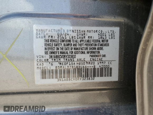 2024 Nissan Sentra SV z VIN 3N1AB8CV0RY323832, wystawiony jako Copart lot #55803155 z przebiegiem 7 346 mil mil oraz Szkoda całkowita • Salvage title. Historia ofert i sprzedaży dostępna na DreamBid. Obrazek 12.
