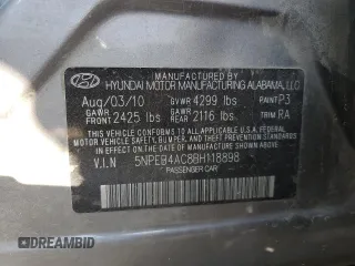 2011 Hyundai Sonata GLS with VIN 5NPEB4AC8BH118898, listed as a Copart auction lot 53294765 with 161,425 mi miles and Salvage Title. Bid and sale history available at DreamBid. Image 12.