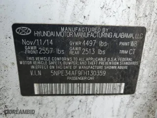 2015 Hyundai Sonata 2.4L Sport with VIN 5NPE34AF9FH130359, listed as a Copart auction lot 48927335 with 161,068 mi miles and Salvage Title. Bid and sale history available at carsss.com. Image 12.