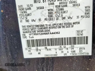 2006 Ford F-150 XLT с VIN 1FTRW12W66FA44362, выставлен на аукционе Copart как лот 57146205 с пробегом Не указан миль и Списание • Salvage title. История ставок и продаж доступна на DreamBid. Изображение 13.