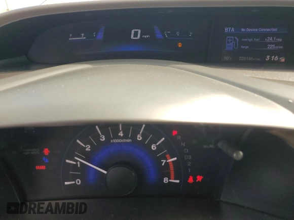 2012 Honda Civic EX with VIN 19XFB2F8XCE322475, listed as a Copart auction lot 52812535 with 226,146 mi miles and Salvage Title. Bid and sale history available at DreamBid. Image 9.