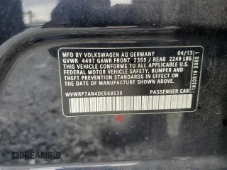 2013 Volkswagen CC Lux with VIN WVWRP7AN4DE568539, listed as a Copart auction lot 55122155 with 166,039 mi miles and Salvage title. Bid and sale history available at DreamBid. Image 12.