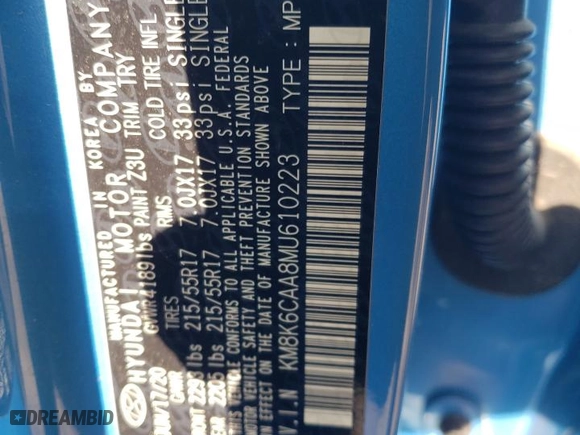 2021 Hyundai Kona SEL Plus with VIN KM8K6CAA8MU610223, listed as a Copart auction lot 47034355 with 70,678 mi miles and Salvage Title. Bid and sale history available at carsss.com. Image 14.