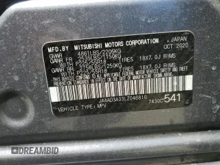 2020 Mitsubishi Outlander SE with VIN JA4AD3A33LZ046810, listed as a Copart auction lot 57173045 with 167,954 mi miles and Salvage title. Bid and sale history available at DreamBid. Image 13.