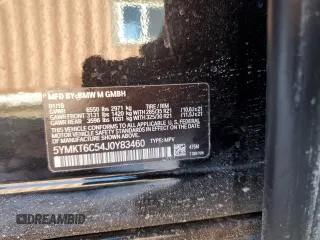 2018 BMW X5 M with VIN 5YMKT6C54J0Y83460, listed as a Copart auction lot 46113245 with 58,657 mi miles and Salvage Title. Bid and sale history available at carsss.com. Image 14.