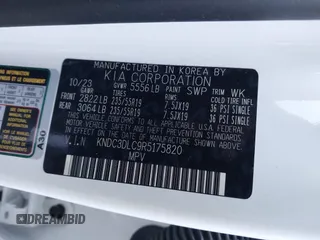 2024 Kia EV6 Light Long Range z VIN KNDC3DLC9R5175820, wystawiony jako IAAI lot #41149548 z przebiegiem 5 930 mil mil oraz . Historia ofert i sprzedaży dostępna na DreamBid. Obrazek 9.