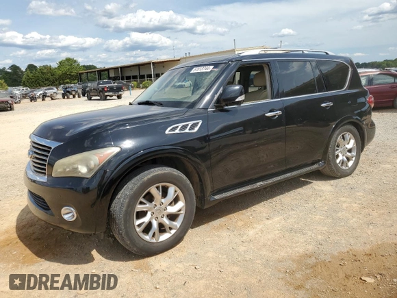 2011 Infiniti QX56 7-passenger with VIN JN8AZ2NE9B9005601, listed as a Copart auction lot 57013744 with 223,590 mi miles and Clean Title. Bid and sale history available at carsss.com. Image 1.