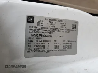 2016 Chevrolet Express Cargo с VIN 1GCWGAFF0G1258952, выставлен на аукционе Copart как лот 86126714 с пробегом 316 678 миль миль и Списание • Salvage title. История ставок и продаж доступна на DreamBid. Изображение 15.