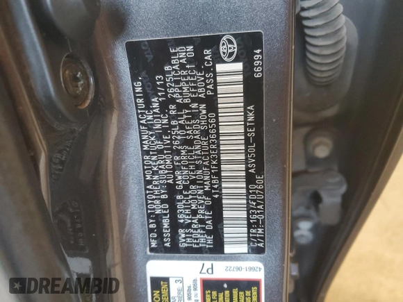 2014 Toyota Camry L with VIN 4T4BF1FK3ER366560, listed as a Copart auction lot 42496195 with 251,581 mi miles and Salvage Title. Bid and sale history available at carsss.com. Image 12.