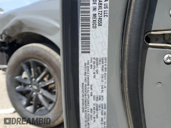 2020 Dodge Journey SE Value with VIN 3C4PDCABXLT274558, listed as a Copart auction lot 50407555 with 106,404 mi miles and Salvage Title. Bid and sale history available at DreamBid. Image 15.