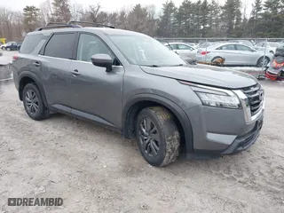 2022 Nissan Pathfinder SV with VIN 5N1DR3BC7NC263698, listed as a IAAI auction lot 41712987 with 20,621 mi miles. Bid and sale history available at carsss.com. Image 1.