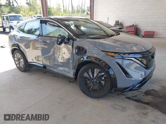 2024 Nissan ARIYA Engage with VIN JN1AF0BA4RM435508, listed as a IAAI auction lot 42572785 with 9,289 mi miles and . Bid and sale history available at DreamBid. Image 1.