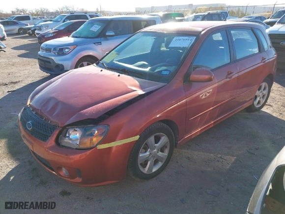 2008 Kia Spectra with VIN KNAFE161985011785, listed as a IAAI auction lot 41076914 with NaN miles. Bid and sale history available at carsss.com. Image 2.