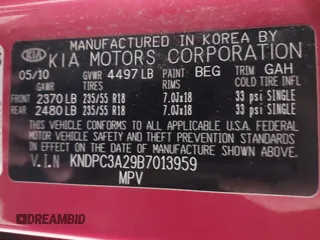 2011 Kia Sportage EX with VIN KNDPC3A29B7013959, listed as a IAAI auction lot 42196494 with 103,850 mi miles and . Bid and sale history available at carsss.com. Image 9.