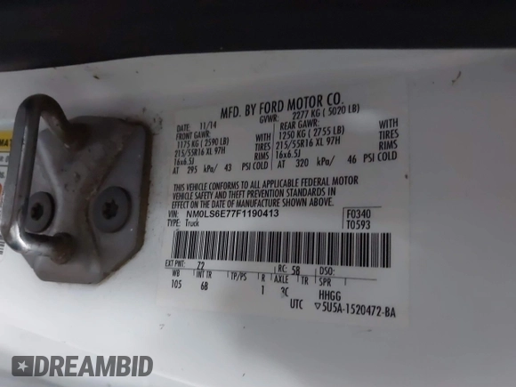 2015 Ford Transit Connect XL с VIN NM0LS6E77F1190413, выставлен на аукционе IAAI как лот 41166015 с пробегом 133 125 миль миль и . История ставок и продаж доступна на DreamBid. Изображение 9.